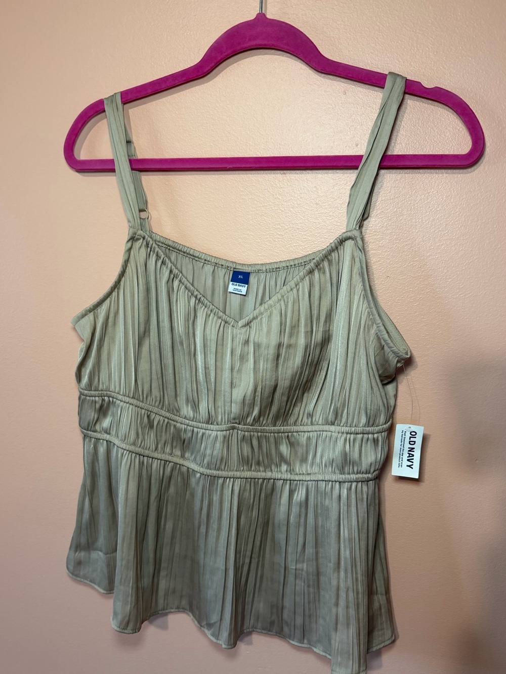 Old Navy Taupe Pleated Tank Top